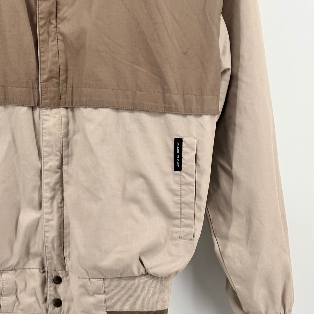 Members Only Vintage Reversible Racer Jacket Tan Brown Mens 38 Bomber 28593 - Picture 2 of 10